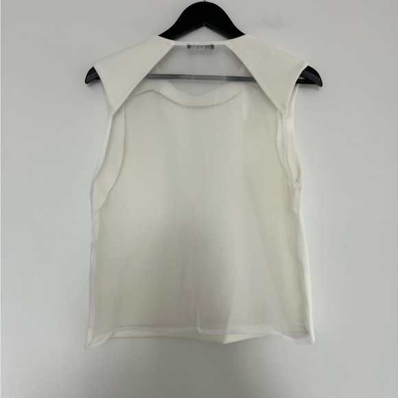 Zara White Shoulder Pad Top with Sheer Back - Picture 4 of 5
